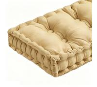 Gumatea 4in Thick Custom Bench Cushions With Ties And Handle Velvet Fabric Button Tufted Design Bench Cushion For Window Floor Sofa Chair Living Room Patio Porch Swing Seat Pads(Yellow-1,16x100in)