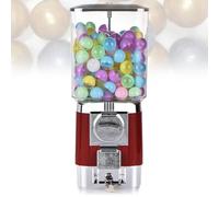 Gumball Machine, Candy Vending Machine with 100 Stainless Steel Tokens, 200 Empty Balls, Output Range 25Mm~35mm, Childhood Surprises and Memories, for Game Stores red