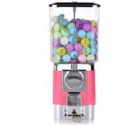 Gumball Machine for Kids, Candy Vending Machines, 200 Empty Balls, 100 Stainless Steel Tokens, Coin Operated Bubble Gum Machine for Game Stores pink