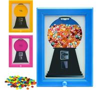 Gumball Machine Picture Frame - Wall Mounted Candy Dispenser Frame, Handy Fast Distribution Candies, Nuts, Dog and Cat Treats, Suitable For Birthday and Holiday Gifts (Blue)