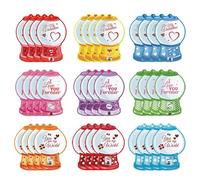 Gumball Machine Valentine Cards-36 Set DIY Candy Treat Holders With Clear Domes, Personalized Valentine's Day Exchange Cards For School, Couples & Friends, Fun Holiday Party Favors