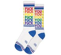 Gumball Poodle -Fuck You/Happy Face Ribbed Gym Socks, O/S, White