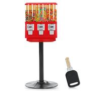 Gumbbles Vending Machines For Business Triple candy Machine Dispenser Gumball Machine With Stand In 2 Colors Pink Gumball Machine and Red Gumball Machine Use To Dispense Bubble Gum (RED)