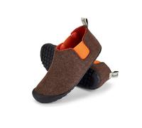 Gumbies Brumby Boot Slippers for Indoors and Outdoors, Eco-friendly Felt Uppers, Elasticated Sides, Recycled Rubber Outsoles - Comfort Guaranteed - Chocolate & Orange EU39