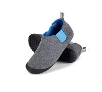 Gumbies Brumby Boot Slippers for Indoors and Outdoors, Eco-friendly Felt Uppers, Elasticated Sides, Recycled Rubber Outsoles - Comfort Guaranteed - Grey & Blue EU47
