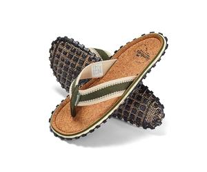 Gumbies Corker Flip-Flops | Unisex Cork Footbed Sandals with Recycled Rubber Sole & Cotton Canvas Straps | Lightweight, Durable & Comfortable Casual Summer Footwear | Khaki | EU 44