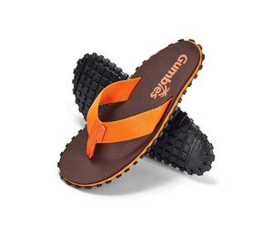 Gumbies Duckbill Flip-Flops | Unisex Amphibious EVA Flip-Flops with Recycled Rubber Outsole & PET Webbing Straps | Adventure-Ready Land & Water Footwear | Brown & Orange | EU 46