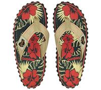 Gumbies Islander Unisex Flip Flops, with Supersoft Cotton Toe Post and Durable Recycled Rubber Sole - Comfort Guaranteed - Denim Hibiscus 7