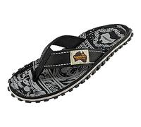 Gumbies Islander Flip-Flops | Unisex Classic Canvas Flip-Flops with Recycled Rubber Outsole & Cotton Footbed | Contoured, Lightweight & Everyday Comfortable | Midnight Black | EU 39