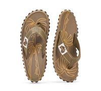 Gumbies Islander Flip-Flops | Unisex Classic Canvas Flip-Flops with Recycled Rubber Outsole & Cotton Footbed | Contoured, Lightweight & Everyday Comfortable - Palm Leaf Khaki [EU 39]