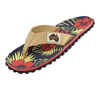 Gumbies Islander Unisex Flip Flops, with Supersoft Cotton Toe Post and Durable Recycled Rubber Sole - Comfort Guaranteed - Denim Hibiscus 8
