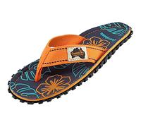 Gumbies Islander Unisex Flip Flops, with Supersoft Cotton Toe Post and Durable Recycled Rubber Sole - Comfort Guaranteed - Orange Hibiscus, 5 UK