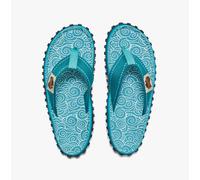 Gumbies ISLANDER Womens Recycled Flip-Flops Turquoise Swirls - UK 3