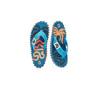Gumbies Islander Flip-Flops | Unisex Classic Canvas Flip-Flops with Recycled Rubber Outsole & Cotton Footbed | Contoured, Lightweight & Everyday Comfortable - Blue Palmetto [EU 44]