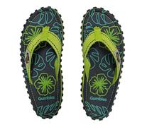Gumbies Originals Blue - Flip Flops Made from Recycled Materials - Robust Sole Made of Recycled Car Tyres, Soft Canvas Cotton Footbed, Comfortable Cotton Toe Post, Lime Hibiscus, 4 UK