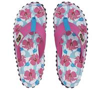 Gumbies Originals Women's Flip Flops Made from Recycled Materials - Profiled Sole Made of Recycled Car Tyres, Soft Footbed Made of Canvas Cotton, Comfortable Toe Post, Mixed hibiscus, 8.5 UK