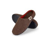Gumbies Outback Slippers | Unisex House Shoes with Recycled Felt Upper, Recycled Rubber Outsole & Soft Plant-Based Insole | Cozy, Durable & Outdoor-Ready - Chocolate & Orange EU44