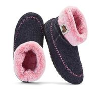 Gumbies - Unisex Slipper Boot Ossa High - Indoor Outdoor Eco-Friendly Felt Upper, Recycled Rubber Gumtread Sole - Navy & Pink - EU37