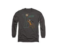 Gumby Outlines Long Sleeve T-Shirt, Charcoal in Grey | Size: Large Gumby Grey L