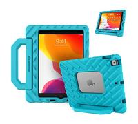 Gumdrop FoamTech Case for Apple iPad 9th/8th/7th Gen (10.2-inch) - Blue | Drop-tested to 6 feet with integrated handle, stand, full port access, and easy asset tagging for classrooms.