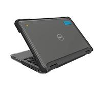 Gumdrop SlimTech Custom Case Fits Dell Chromebook 3120 | 3110 | 3100 (2-in-1) - Lightweight Protection Rubberized Thread on Sides Seamless Asset Tagging Embelishment Friendy for School or Work-Black