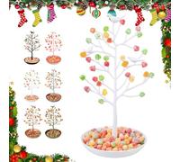 Gumdrop Tree Christmas, Festive Gum Drops Decorations Ornaments, Nostalgic Candyland Artificial Candy Trees, Table Centerpiece Decoration, Themed Tabletop Display Ornament Party Xmas(Plastic-White)