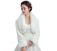 GUMEI Wedding Shawls And Wraps Womens Vintage White Plush Bridal Wrap Stole Shawl Long Sleeve Evening Party Cape Shrug Princess Thickened Warm Wedding Jacket