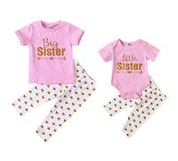 GUMEMO Big Sister Little Sister Matching Outfits Baby Girl Bodysuit/Kids Toddler Girl T-Shirt Tops with Pants Set Summer Clothes - - 4-5 Years