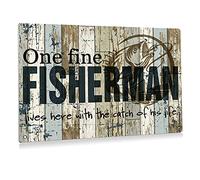 GUMEN Rustic Fisherman Sign One Fine Fisherman Lives Here with The Catch of His Life Metal Tin Sign Wall Decor Farmhouse Sign Decor Gifts 8""x12"", LBCJ-06060373