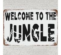 GUMEN Vintage Metal Tin Sign Funny Housewarming Sayings Wall Art Decor, Welcome To The Jungle Poster for Home Living Room Bedroom Kitchen Garden Garage Cafe Bar Pub 8""x12"", LBCJ-06061011