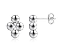 GUMENA - earrings for women men silver ball rhombus stainless steel hypoallergenic earrings for sensitive ears lightweight silver earrings for men women, Stainless Steel, No Gemstone
