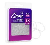 GUMI Reusable Extra Strong Hold Hair Elastics Large-92 Count Brown (Small - 100, Clear)