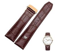 GUMMMY 20mm 22mm With Folding Buckle Bracelet Black Brown Genuine Leather Watch Band，For Maurice Lacroix Watches Strap Replace(Brown rose gold,20mm)