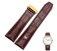 GUMMMY 20mm 22mm With Folding Buckle Bracelet Black Brown Genuine Leather Watch Band，For Maurice Lacroix Watches Strap Replace(Brown gold clasp,20mm)