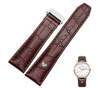 GUMMMY 20mm 22mm With Folding Buckle Bracelet Black Brown Genuine Leather Watch Band，For Maurice Lacroix Watches Strap Replace(Brown silver clasp,20mm)