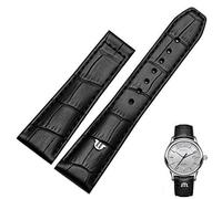 GUMMMY 20mm 22mm With Folding Buckle Bracelet Black Brown Genuine Leather Watch Band，For Maurice Lacroix Watches Strap Replace(Black no clasp,20mm)