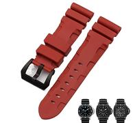 GUMMMY 22mm 24mm 26mm Nature Rubber Watchband For Panerai Luminor PAM441 Black Blue Orange Sport Waterproof Watch Strap Tools(Red Red-black,24mm)