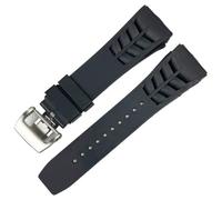 GUMMMY 25mm Rubber Silicone Watch Band for Richard Mille Strap Stainless Steel Folding Buckle Blue Strap Watch Accessories Blue Strap (Color : Black, Size : 25mm Black Buckle)