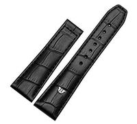 GUMMMY For MAURICE LACROIX Eliros watchband First layer calfskin 20mm 22mm with folding buckle Black brown cow genuine leather strap (Color : Black no buckle, Size : 20mm)