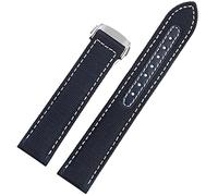 GUMMMY For Omega Seamaster 300 Fabric Leather AQUA TERRA 150 cupuncture needle captain Woven Nylon Canvas Watch Strap 19mm 20mm 21mm 2mm Watchbands(Blue white silver,22mm)