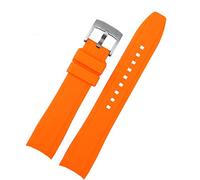 GUMMMY For Rolex Longine Citizen BN0193 curved interface silicone watchband strap 19mm 20mm 22mm 21 Man Soft Bracelet accessories(Orange silver,19mm)
