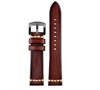 GUMMMY Handmade Genuine Leather Watch Strap 20mm 22mm24 For Rolex Citizen Omega MIDO For HUAWEI GT men's Watchband Brown blue green grey(Brown black buckle,26mm)
