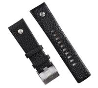 GUMMMY New 22 24 26 28mm Rivet Lychee Texture Genuine Leather Watchband For DIESEL Black Brown Watch Strap Wrist Bracelet Pin Buckle(Black,26mm)