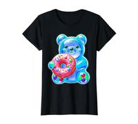 Gummy Bear Candy Donut Blue Value Graphic T-Shirt, Women, Black, XL