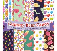 Gummy Bear Candy Scrapbook Paper Craft Pad: 10 Sweet Designs, 20 Double-Side Sheets Printed on 8.5"x8.5" Size Paper With Premium Colors. Perfect for ... Decoupage, Album, Decoration, DIY & More!