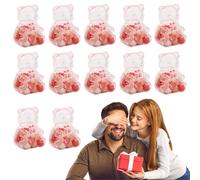 Gummy Bear Container, 12 Pack Teddy Bear Jar Candy Boxes, Valentine's Day Clear Plastic Bears Containers, Reusable Gift Box for Candy, Party Favors & Festive Storage