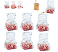 Gummy Bear Containers, Clear Gummybear Container, Big Plastic Gummy Bear Shaped Container, Teddy BearCandy Holder, Creative Bears Shaped for Valentine's Day, Gifts & Party Décor (Blue,6PCS)