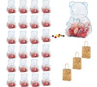 Gummy Bear Containers, Clear Gummybear Container, Big Plastic Gummy Bear Shaped Container, Teddy BearCandy Holder, Creative Bears Shaped for Valentine's Day, Gifts & Party Décor (Blue,24PCS)