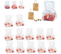 Gummy Bear Containers, Clear Gummybear Container, Big Plastic Gummy Bear Shaped Container, Teddy BearCandy Holder, Creative Bears Shaped for Valentine's Day, Gifts & Party Décor (Transparent,12PCS)