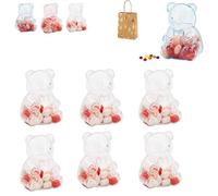 Gummy Bear Containers, Clear Gummybear Container, Big Plastic Gummy Bear Shaped Container, Teddy BearCandy Holder, Creative Bears Shaped for Valentine's Day, Gifts & Party Décor (Transparent,6PCS)